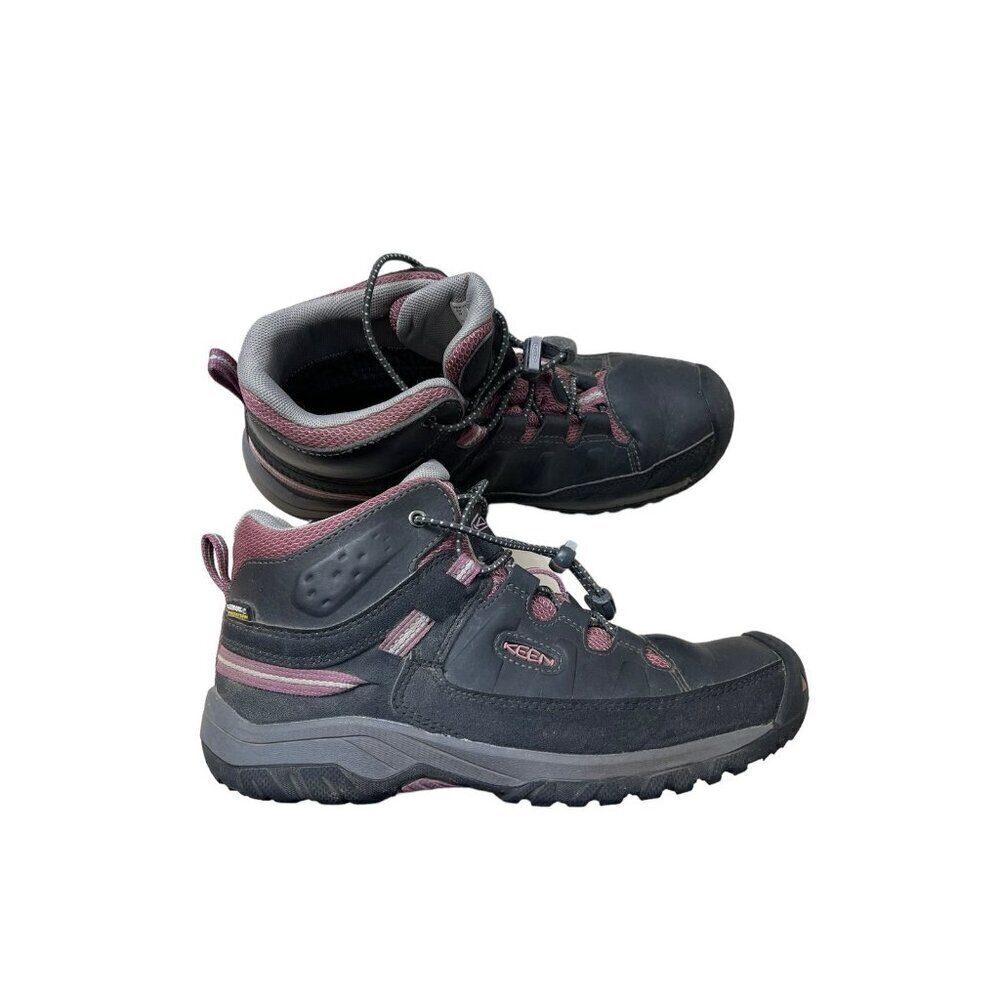 KEEN Targhee Mid Waterproof Hiking Boots 1020131 Youth Size 5 Raven Tulipwood
